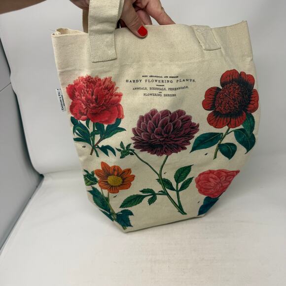 Cavallini & Co. Botanical Flowers Canvas Tote Bag – Vintage Floral Print - Picture 4 of 11